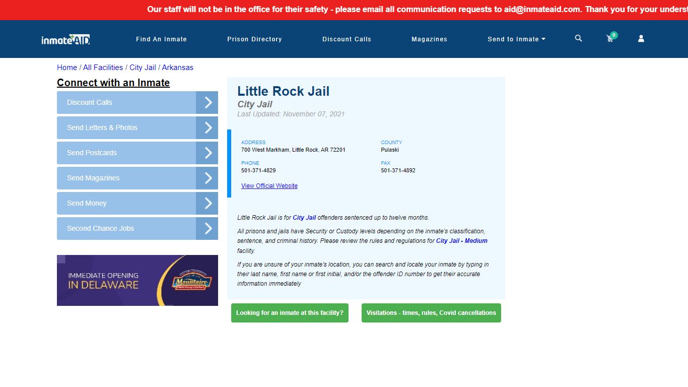 Little Rock Jail | Inmate Locator