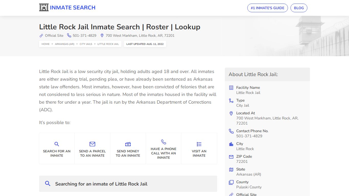 Little Rock Jail Inmate Search | Roster | Lookup