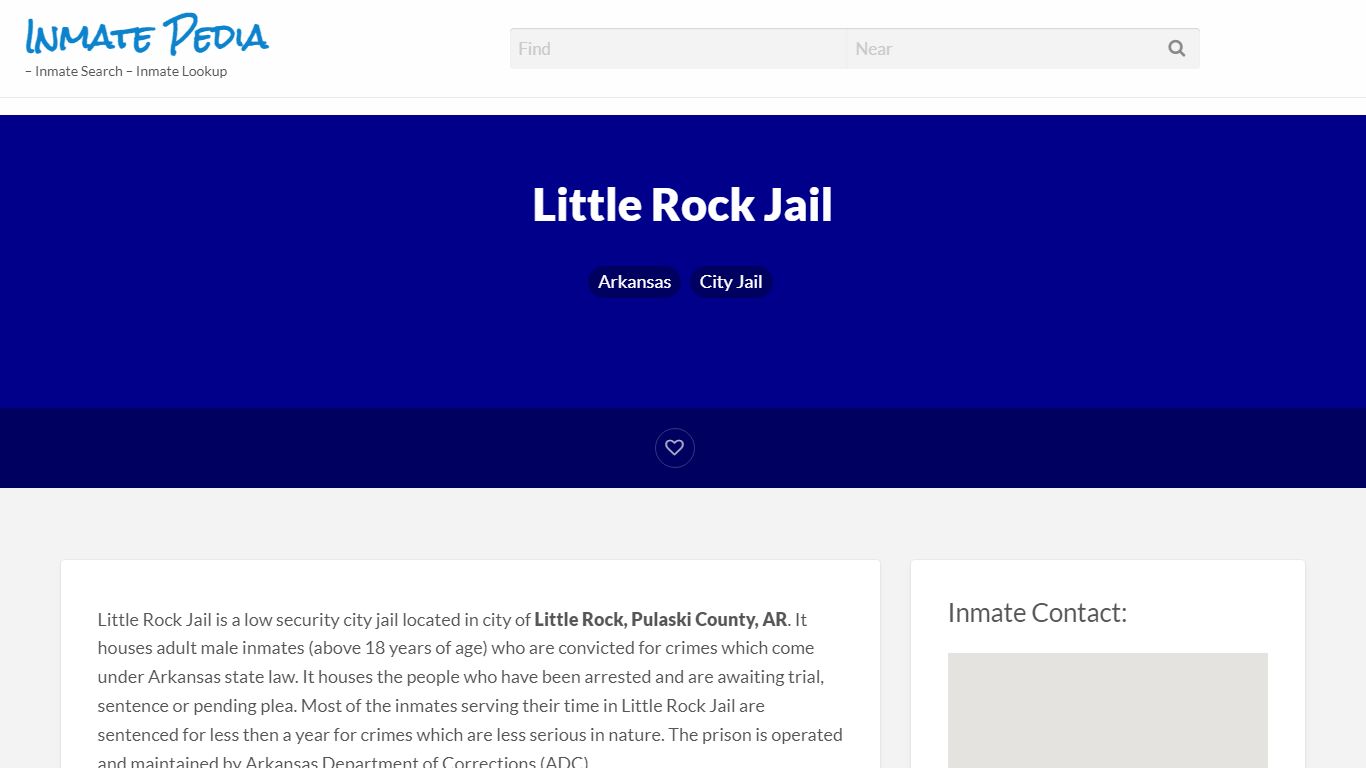 Little Rock Jail – Inmate Pedia – Inmate Search – Inmate ...