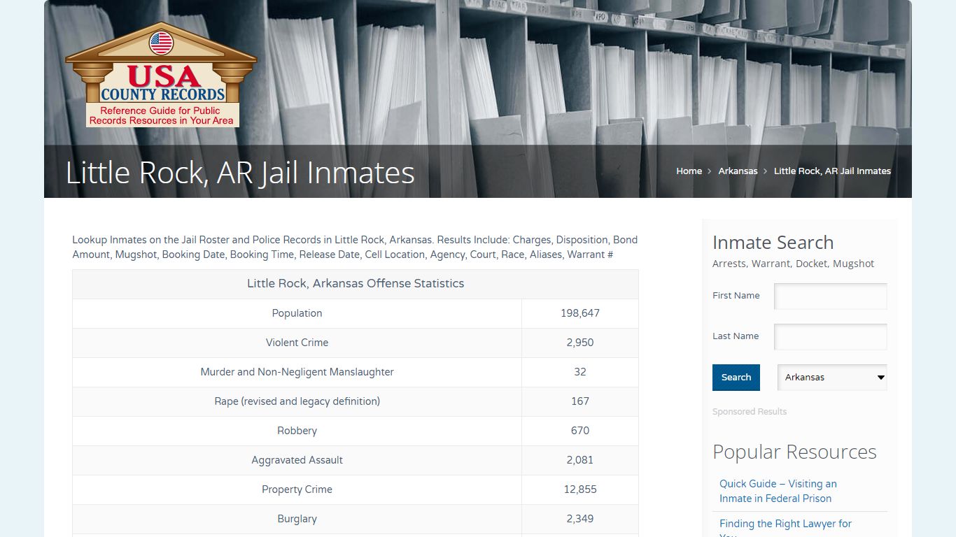 Little Rock, AR Jail Inmates | Name Search