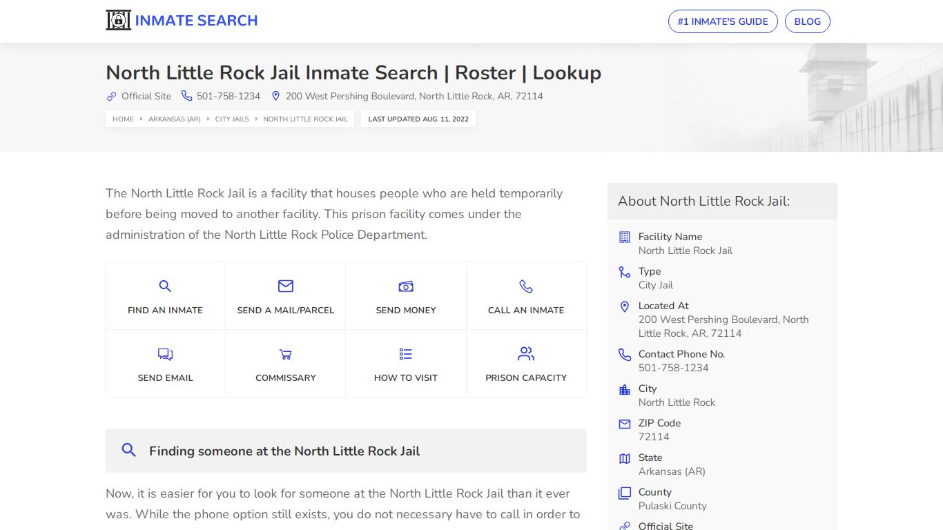 North Little Rock Jail Inmate Search | Roster | Lookup