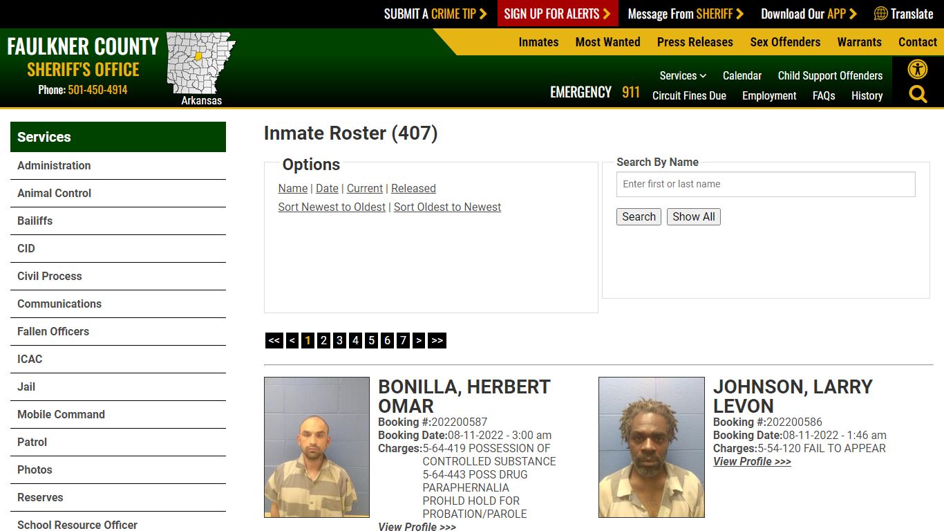 Inmate Roster - Current Inmates Booking Date Descending ...